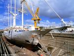 ID 1787 WIND SONG (1987/5703grt/IMO 8420880) in drydock at the then Babcock NZ shipyard, Auckland, NZ. She caught fire near Tahiti in December 2002 and was declared a total loss.